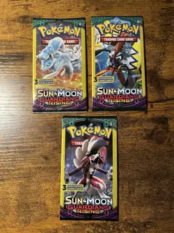 Pokemon Sun & Moon Guardians Rising 3-Card Booster Pack Art Set 3 Packs - Image 1