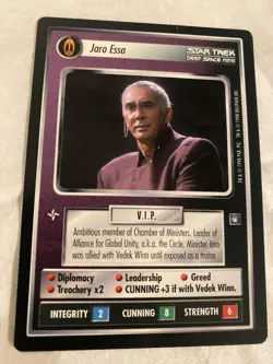 Star Trek CCG 1E DS9 JARO ESSA Rare Card NEVER PLAYED - Image 1