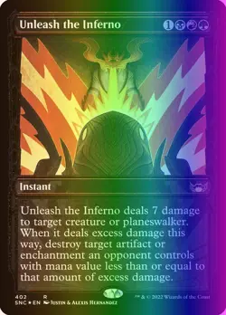 MTG Unleash the Inferno (402/547) Streets of New Capenna NM FOIL - Image 1