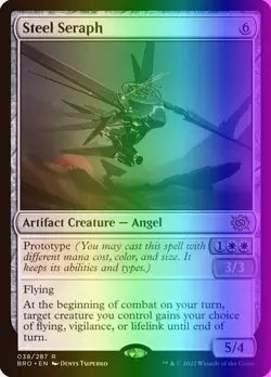 MTG Magic the Gathering Steel Seraph (38/416) The Brothers' War LP FOIL - Image 1