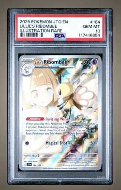 Lillie's Ribombee 164/159 - 2025 Pokemon JTG EN Illustration Rare PSA 10 Gem 🐝 - Image 1