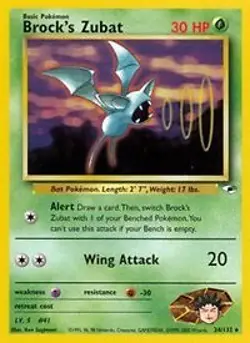 Pokemon Brock's Zubat (24/133) Gym Heroes NM - Image 1