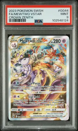 2023 POKEMON SWORD & SHIELD CROWN ZENITH #GG44 FULL ART/MEWTWO VSTAR PSA 9 - Image 1
