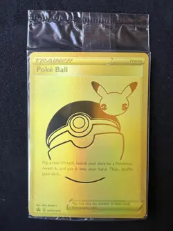 Pokemon Poke Ball SWSH146 Celebrations Full Art Gold Holofoil Promo SEALED - Image 1