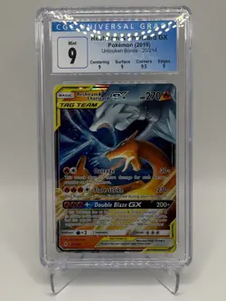 2019 Pokemon TCG - Reshiram Charizard GX TAG TEAM #20/214 - Unbroken Bonds CGC 9 - Image 1
