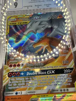 2019 Pokemon TCG - Reshiram Charizard GX TAG TEAM #20/214 - Unbroken Bonds CGC 9 - Image 3