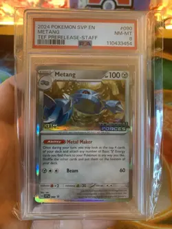 2024 Pokemon Scarlet & Violet Temporal Forces Metang SVP090 STAFF ERROR - PSA 8 - Image 2