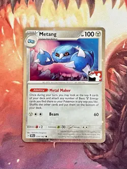 Play! Pokemon Prize Pack 6 Temporal Forces Cosmo Holo 114/162 Metang 🪐 - Image 2