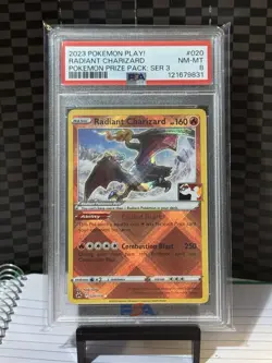 2023 Pokemon TCG Prize Pack Series 3 Radiant Charizard 020/159 PSA 8 NM-MT - Image 1
