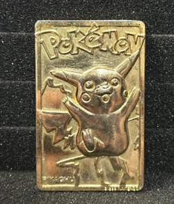 23K Gold Plated 1999 Burger King Pokemon PIKACHU Trading Card Bar - Image 1