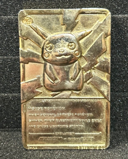 23K Gold Plated 1999 Burger King Pokemon PIKACHU Trading Card Bar - Image 2