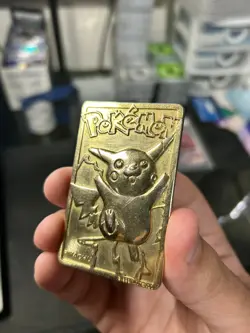 23K Gold Plated 1999 Burger King Pokemon PIKACHU Trading Card Bar - Image 3