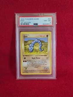 1999 First 1st Edition Onix #56/102 Shadowless Pokemon Game Base Set PSA 8 card - Image 1