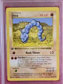 1999 First 1st Edition Onix #56/102 Shadowless Pokemon Game Base Set PSA 8 card - Image 2