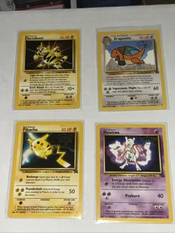 Pokemon WB Movie Promo Card Set Pikachu, Mewtwo, Dragonite, Electabuzz (1999) - Image 1