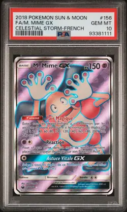 Carte Pokemon M.Mine GX Tempete Celeste SOLEIL ET LUNE PSA 10 POP 1 - Image 1