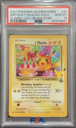 2021 PSA 10 POKEMON 25TH CELEBRATIONS CLASSIC CONFETTI HOLO BIRTHDAY PIKACHU 💎 - Image 1