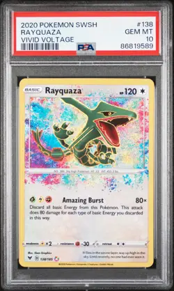 Rayquaza 2020 Pokemon Sword & Shield Vivid Voltage #138 Vivid Voltage PSA 10 - Image 1