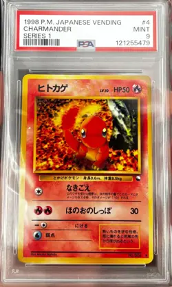 Pokemon 1998 Charmander #4 Vending Series - Japanese GLOSSY Rare - PSA 9 - Image 1
