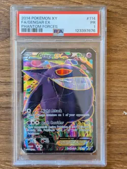 2014 Pokemon XY Phantom Forces PSA 1 Gengar EX #114 Full Art FA Poor PR - Image 1
