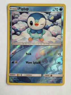 Piplup 32/156 Reverse Holo Common Ultra Prism Sun & Moon Pokemon Card 2018 - Image 1