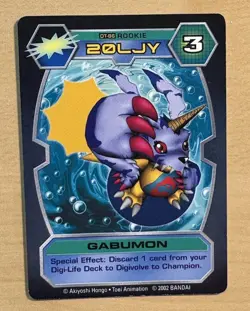 Digimon D-Tector GABUMON Card 2002 Bandai DT-86 ROOKIE, 20LJY - Image 1