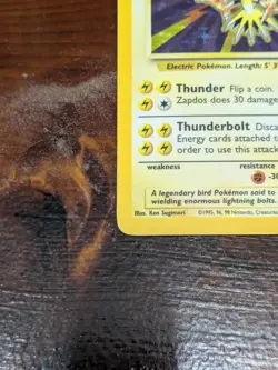 Pokemon TCG Zapdos Holo Rare Card Base Set 16/102, 1999 - Image 3