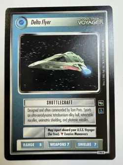 Star Trek CCG 1E VOY Voyager Rare Card Delta Flyer 190R Vintage 2001 Decipher - Image 1
