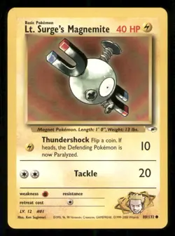 Pokemon Card - Lt. Surge’s Magnemite Gym Heroes 80/132 MP - Image 1