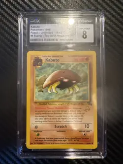 1999 Pokemon Unlimited Fossil W Stamp Kabuto 50/62 CGC 8 PSA BGS - Image 1