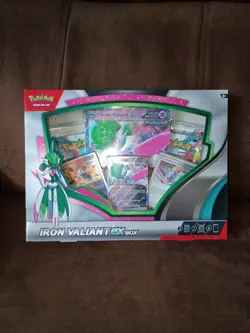 IRON VALIANT EX BOX Pokemon TCG 4 Booster Packs + 4 Foil Promo Cards SEALED NEW - Image 1