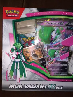 IRON VALIANT EX BOX Pokemon TCG 4 Booster Packs + 4 Foil Promo Cards SEALED NEW - Image 2
