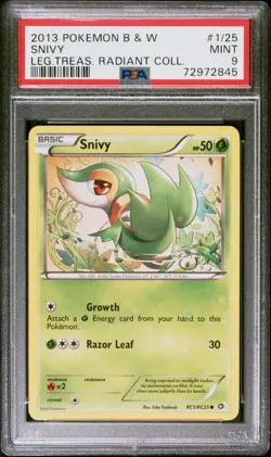 2013 POKEMON BLACK & WHITE LEGEND TREASURES RADIANT COLLECTION #RC1 SNIVY PSA 9 - Image 1