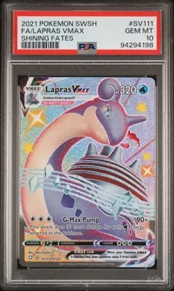 2021 POKEMON SHINING FATES FA/LAPRAS VMAX SV111 PSA 10 - Image 1