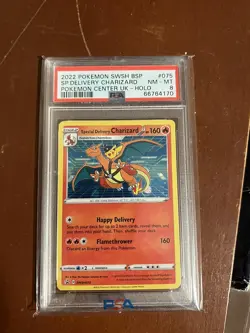 PSA 8 Special Delivery Charizard Holo SWSH075 Pokemon Center UK Promo Card - Image 1