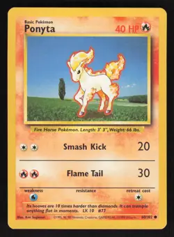 Pokemon Base Set 60/102 Ponyta Card TCCCX A - Image 1