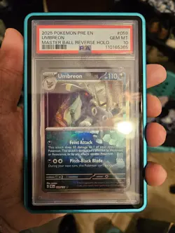 2025 Pokemon English PSA 10 Masterball Umbreon Reverse Holo Card - Image 1