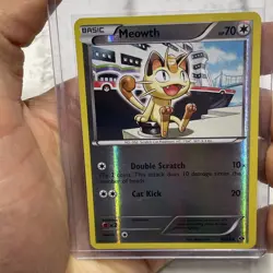Pokemon Card Meowth Mirror Reverse Holo Promo (80/99) Next Destinies LP Pokemon - Image 1