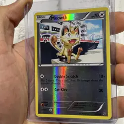 Pokemon Card Meowth Mirror Reverse Holo Promo (80/99) Next Destinies LP Pokemon - Image 2