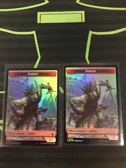 MTG Magic The Gathering Goblin Token X2 Foil RVR Red Commander - Image 1
