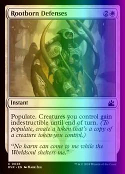 MTG Magic the Gathering Rootborn Defenses (26/497) Ravnica Remastered NM FOIL - Image 1