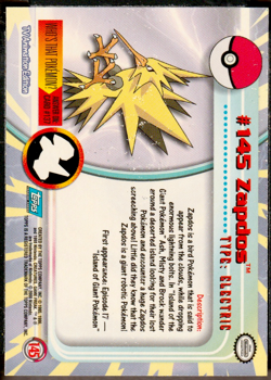 2000 Topps Pokemon TV Animation Edition Series 3 Non Holo Foil #145 Zapdos - Image 2