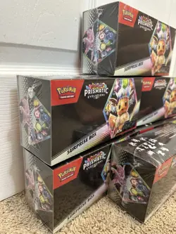 NEW Pokemon TCG Prismatic Evolutions Surprise Box - Lot of 6 - SEALED - IN HAND - Image 3