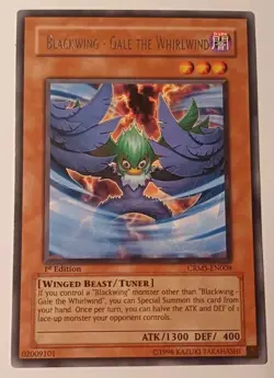 Blackwing- Gale the Whirlwind CRMS-EN008 - Rare - 1st Edition Near Mint! YuGiOh - Image 1