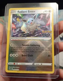 Radiant Eevee Pokemon GO Promo Card (SWSH230) with Enamel Pin and Playmat - Image 2