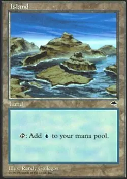 Heavy Play, English MTG Regular Island (Inlet) Tempest Magic the Gathering - Image 1
