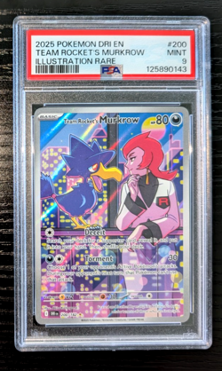 PSA 9 Team Rocket's Murkrow 200/182 Pokemon Destined Rivals Illustration Rare - Image 1