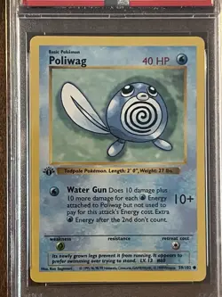 POKEMON 1st Edition Shadowless Base Set POLIWAG 59/102 Common PSA 10 GEM MINT - Image 2