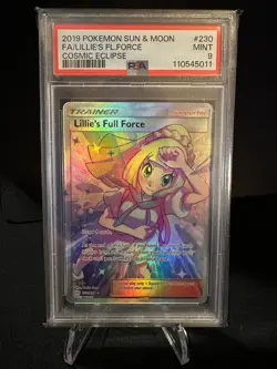 PSA 9 Pokemon Sun and Moon Lillie's Full Force (Full Art) #230 Cosmic Eclipse - Image 1