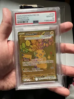 2025 POKEMON PRE EN-PRISMATIC EVOLUTIONS HYPER RARE #179 PIKACHU EX PSA 10 - Image 1